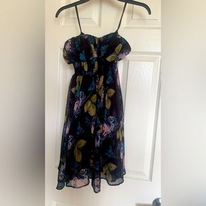 Floral Strapless Black Dress